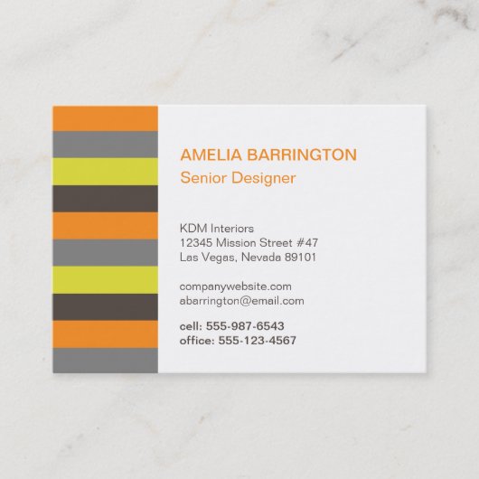 レトロストライプオレンジクリエイティブプロフェッショナル大 名刺 (正面)