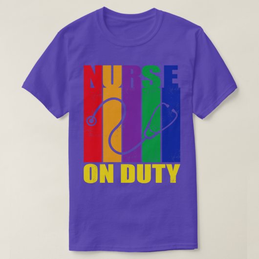 レトロストライプオンデューティナース Tシャツ (デザイン正面)