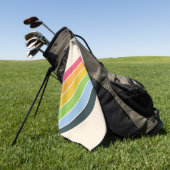 レトロストライプカラフル70ストライプのs 80sデザイン ゴルフタオル (グリーン)