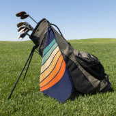 レトロストライプカラフル70ストライプのs 80sデザイン ゴルフタオル (グリーン)