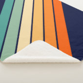 レトロストライプカラフル70ストライプのs 80sデザイン シェルパブランケット (3/4)