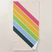 レトロストライプカラフル70ストライプのs 80sデザイン ビーチタオル (正面)
