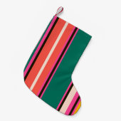 レトロストライプカラフル、抽象芸術背景 スモールクリスマスストッキング (正面 (吊り時))