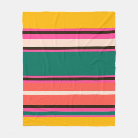 レトロストライプカラフル、抽象芸術背景 フリースブランケット (正面)