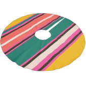 レトロストライプカラフル、抽象芸術背景 ブラッシュドポリエステルツリースカート (アングル)