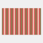 レトロストライプクリスマスグリーンレッドクリーム ラッピングペーパーシート (正面)