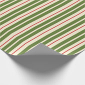 レトロストライプクリスマスレッドグリーンクリーム ラッピングペーパー (角)