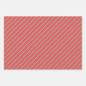 レトロストライプクリスマス水玉模様、トナカイ ラッピングペーパーシート (正面2)