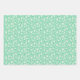 レトロストライプクリスマス水玉模様、トナカイ ラッピングペーパーシート