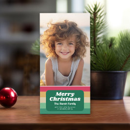 レトロストライプクリスマス縦写真 シーズンカード