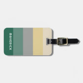 レトロストライプグレイシンプルサンセリフ名 ラゲッジタグ (正面横)
