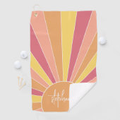 レトロストライプサンライズ – パステルレインボースクリプト名 ゴルフタオル (インサイチュ)