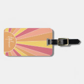 レトロストライプサンライズ – パステルレインボースクリプト名 ラゲッジタグ (正面横)