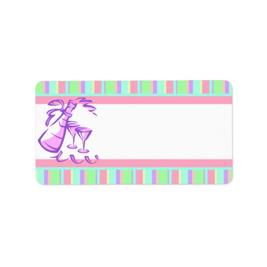 レトロストライプシャンパンボトルforパーティー ラベル (正面)