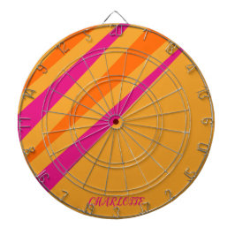 レトロストライプスガーリーモノグラムピンクオレンジマスタード ダーツボード
