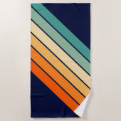 レトロストライプスタイリッシュ線70ストライプのs 80sデザイン ビーチタオル (正面)