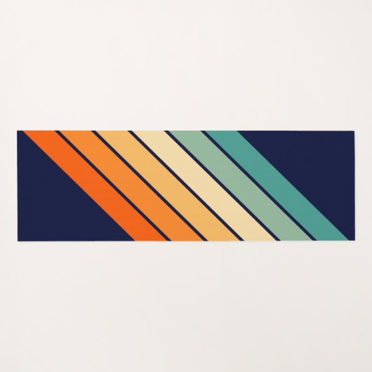 レトロストライプスタイリッシュ線70ストライプのs 80sデザイン ヨガマット (裏面(横))