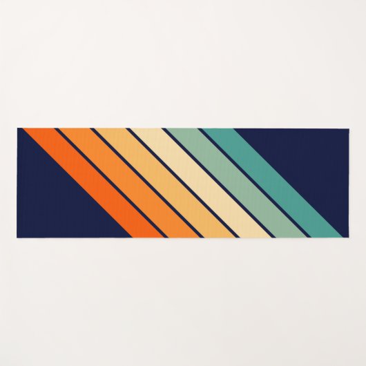 レトロストライプスタイリッシュ線70ストライプのs 80sデザイン ヨガマット (正面(横))