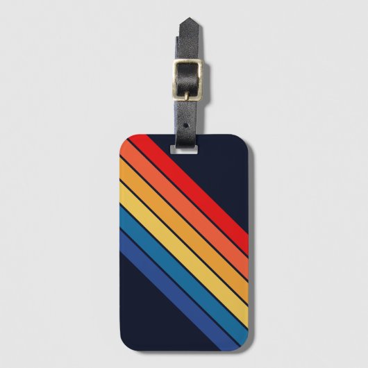 レトロストライプスタイリッシュ線70ストライプのs 80sデザイン ラゲッジタグ (正面縦)