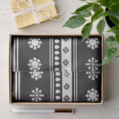 レトロストライプスノーフレーク黒白クリスマス 薄葉紙 (ギフト)