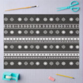 レトロストライプスノーフレーク黒白クリスマス 薄葉紙 (クラフト)