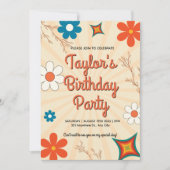 レトロストライプズ誕生日 招待状 (正面)