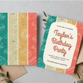 レトロストライプズ誕生日 招待状