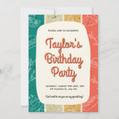 レトロストライプズ誕生日 招待状 (正面)