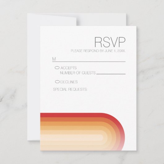 レトロストライプズ – テラコッタサンセットモダン結婚ズ 出欠カード (正面)