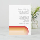 レトロストライプズ – テラコッタサンセットモダン結婚ズ 招待状 (スタンド正面)