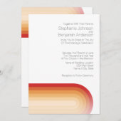 レトロストライプズ – テラコッタサンセットモダン結婚ズ 招待状 (正面/裏面)