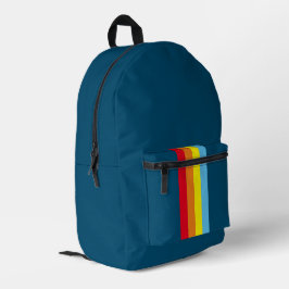 レトロストライプズBackpack (ネイビーブルー数々の) プリントバックパック