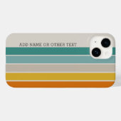 レトロストライプティール(緑がかった色)オレンジ色の金ゴールドサイド文字名 Case-Mate iPhoneケース (裏面 (横))