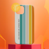 レトロストライプティール（緑がかった色）オレンジ色の金ゴールドサイド文字名 Case-Mate iPhoneケース