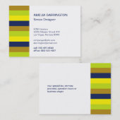 レトロストライプネイビークリエイティブプロフェッショナルラージ 名刺 (正面/裏面)