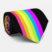 レトロストライプネックタイ(ブラック&ネオン数々の) ネクタイ (ロール)