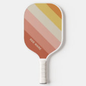 レトロストライプパターンコーラルピンクヴィンテージ ピックルボールラケット (正面)