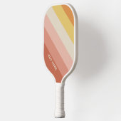 レトロストライプパターンコーラルピンクヴィンテージ ピックルボールラケット (左)
