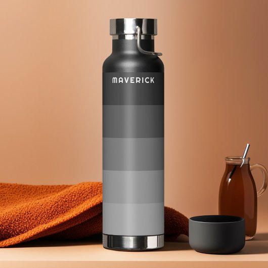 レトロストライプパターンブラックグレーヴィンテージビア ウォーターボトル