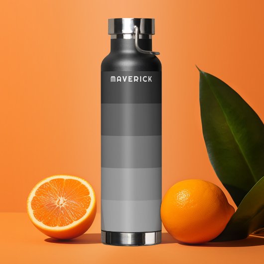 レトロストライプパターンブラックグレーヴィンテージビア ウォーターボトル