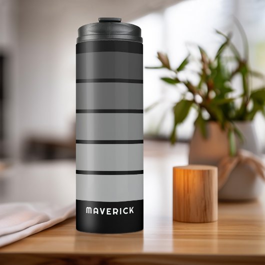 レトロストライプパターンブラックグレーヴィンテージビア タンブラー