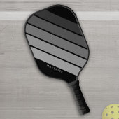 レトロストライプパターンブラックグレーヴィンテージビア ピックルボールラケット