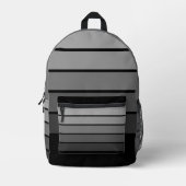 レトロストライプパターンブラックグレーヴィンテージビア プリントバックパック (正面)