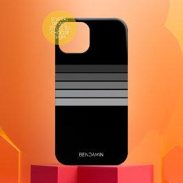 レトロストライプパターンブラックグレーヴィンテージビア iPhone 15ケース