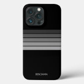 レトロストライプパターンブラックグレーヴィンテージビア Case-Mate iPhoneケース (裏面)