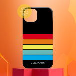 レトロストライプパターンレインボーヴィンテージ Case-Mate iPhone 14ケース<br><div class="desc">このデザインに名前男らしを追加はっきりしたストライプする。70年代のデザインとパターインスパイアンを持つレトロミニマルなフォント。すべての色を変更できる。独自の色を作成し、組み合わせに色を変更お気に入りのする。</div>