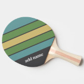 レトロストライプパターン灰色の青の緑 – 名前をカスタムする 卓球ラケット (横)