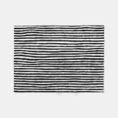 レトロストライプパターン縦白黒BW フリースブランケット (正面(横))