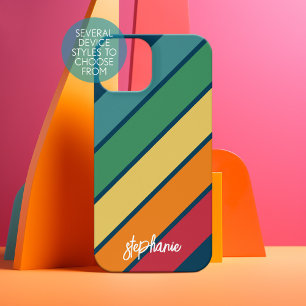 レトロストライプパターンrainbow – スクリプト名 iPhone 15ケース