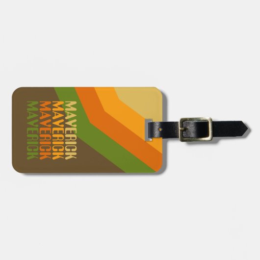 レトロストライプパター自然ン色の繰り返し名 ラゲッジタグ (正面横)
